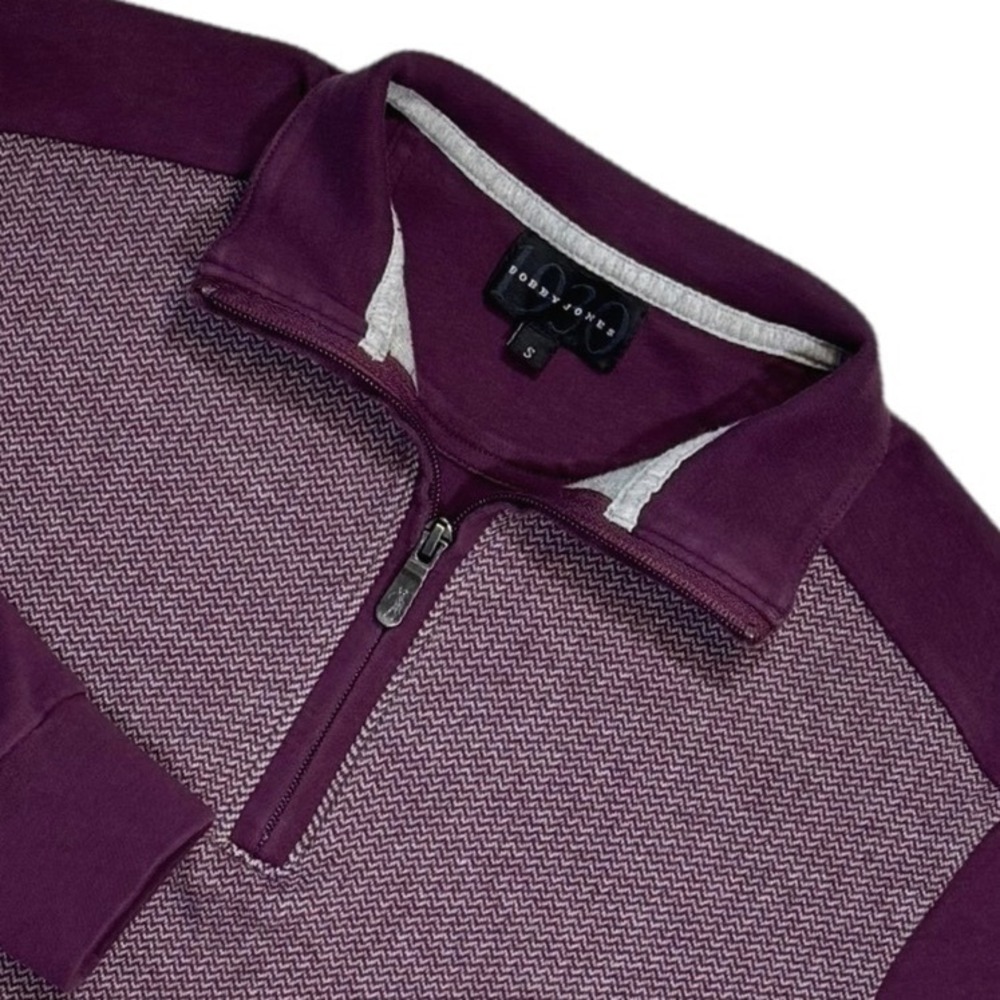 Bobby Jones Quarter Zip Pullover Golf Sweater Mens Size SMALL Purple Herringbone